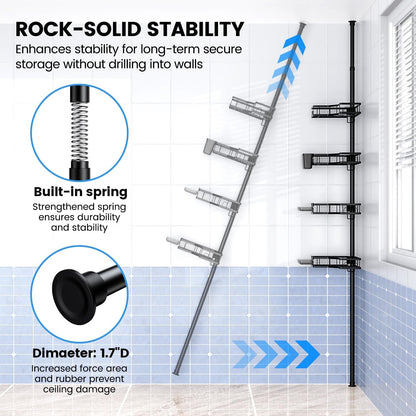 Adjustable Shower Caddy Tension Pole: Rustproof Corner Bathroom Shelves6