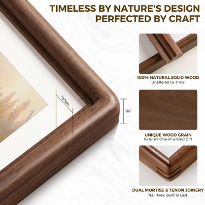 5X7 Picture Frame, Solid Walnut Wood Frame with Mat for 4X6 Photo4