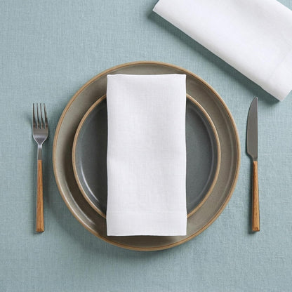 100% Pure Linen Dinner Napkins White, Fete 20 X 20 In, Set of 62