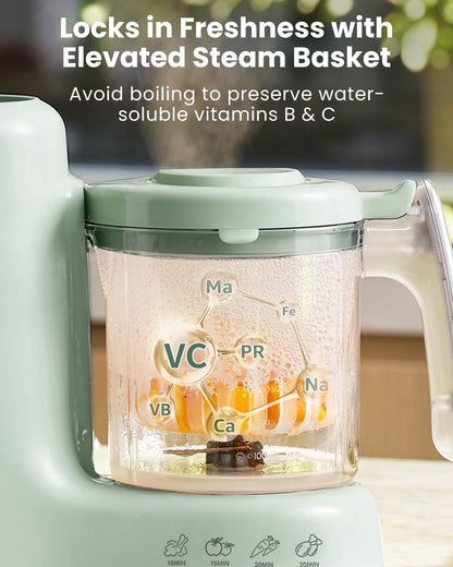 Baby Food Maker, Steamer & Blender Baby Food Processor, Green | Bpa-Free Elevated Steam Basket, Healthy Homemade Baby Food Purees, Starting Solids & BLW, Baby Feeding Essentials, 6+ Months3