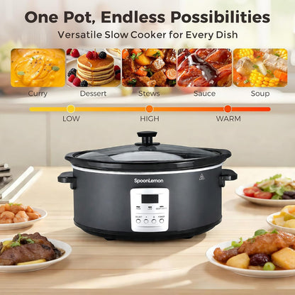 7 Quart Programmable Slow Cooker, Auto Keep Warm, High Low Warm Settings, Removable Dishwasher-Safe Nonstick Pot for Easy Cleanup2