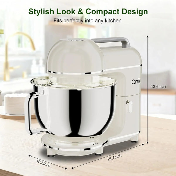Electric Stand Mixer,7.45 QT,10 Speeds with Dough Hook,Whisk, Flat Beater Attachments, Splash Guard, Easy-Carry Top Handle,3-In-1 Kitchen Mixer for Baking Cakes Cookie Bread Salad (White)8