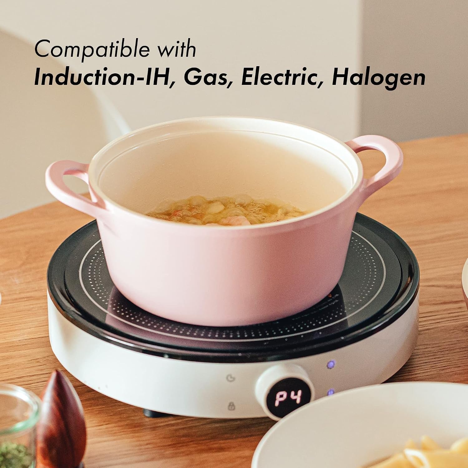 retro-5-piece-ceramic-nonstick-cookware-set-pfoa-free-pots-and-pans-with-integrated-steam-vent-lid-knob-prevents-boil-over-and-heat-resistant-silicone-grips-for-safer-cooking-at-kitchen-pink