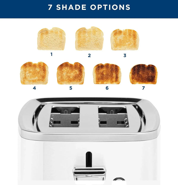 GE 2 Slice Toaster, Extra Wide Slots for Toasting Bagels, Breads, Waffles & More, 7 Adjustable Shade Settings, Removable Crumb Tray, Countertop Kitchen Essentials, 850 Watts, White4