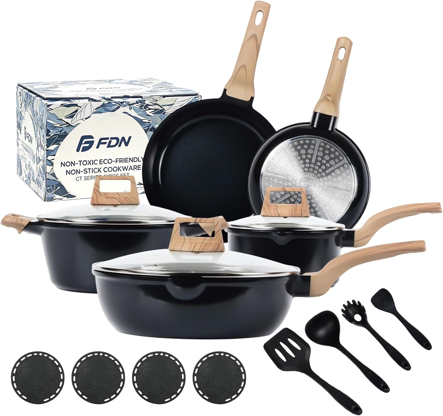 16pcs-titanium-pots-and-pans-set-toxic-free-cookware-set-dishwasher-oven-safe-induction-compatible-with-bakelite-wood-grain-handle-compact-and-durable