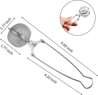 Snap Ball Tea Strainer,  3 Pack Stainless Steel Tea Infuser Filter with Handle for Loose Leaf Tea, Spices, Seasonings3