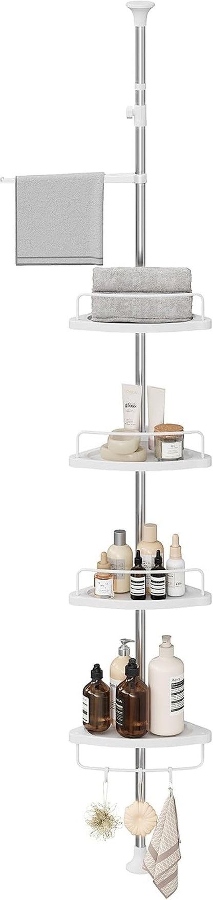 4-Tier Corner Shower Caddy Tension Pole for Bathroom1