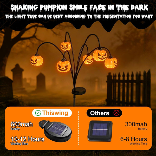 Halloween Solar Lights Outdoor, 2 Pack Waterproof Pumpkin Stake Lights5