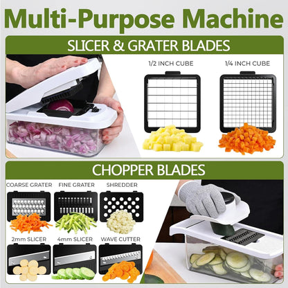 Multifunctional Vegetable Chopper & Mandoline Slicer, Veggie Chopper3
