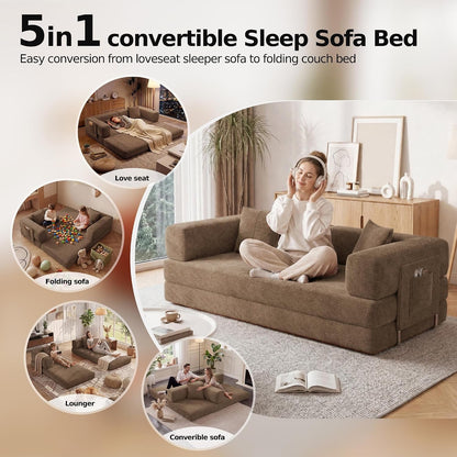 79" Convertible Futon Sofa Bed, Boneless Floor Couch for Living Room6