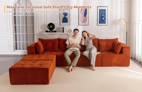 Boneless Couch, 129.5-Inch U-Shaped Cloud Couch, 2 Ottomans7