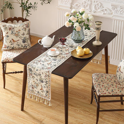 Designer French Linen Extra Long Table Runner,118"X12"-Cornucopia4
