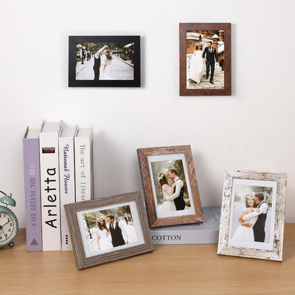 4X6 Picture Frames Set of 5 with Tempered Glass, MDF, Multicolor2