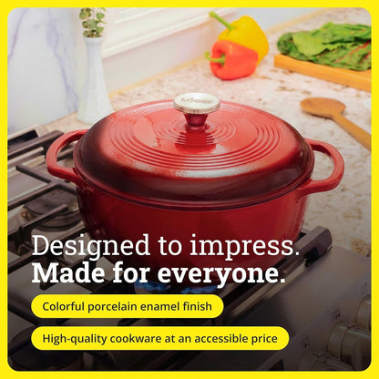 Essential Enamel Cast Iron Dutch Oven, 6 Quart, Island Spice Red | Ideal for Bread Baking, Braising, Marinating & Slow Cooking, Features Moisture-Sealing Lid & Dual Handles7