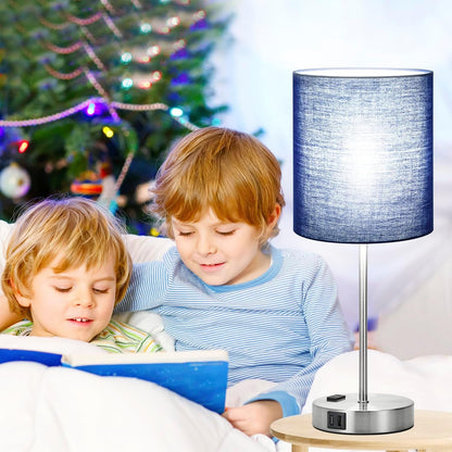 Set of 2 Touch Control Table Lamps with 2 USB & AC Outlet, 3-Way Dimmable Bedside Nightstand Lamps for Bedroom Living Room Nursery, 800 Lumens 5000K Daylight Bulbs Included6