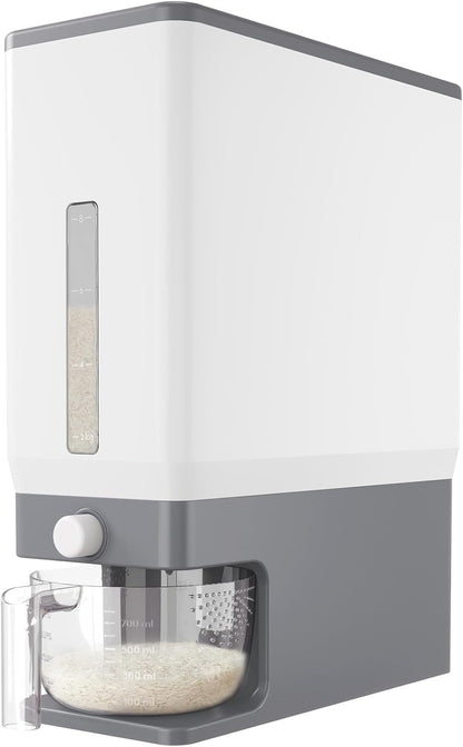 Rice Dispenser 25 Lbs, Airtight Storage with Measuring Cup, Grey1