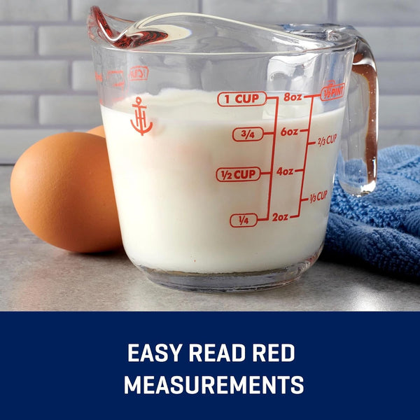 (2 Pack) 1-Cup Glass Measuring Cup with Easy-Grip Handle & Spout, Sturdy Borosilicate Glass, Heat Resistant, Microwave Safe, Ideal for Baking, Cooking & Liquid Measuring3