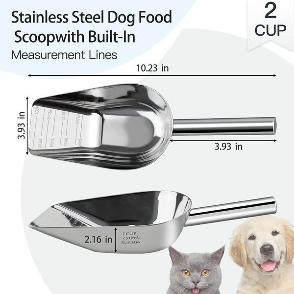 Dog-Cat Food Scoop 1 Cup, One-Piece Stainless Steel Measuring Cup3
