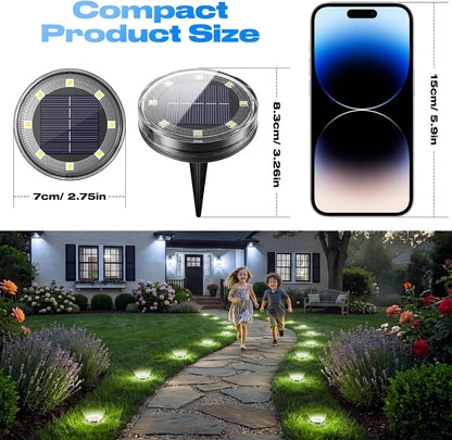 Solar Ground Lights Outdoor Anti-Rust Disk Lights, 10Pack Cold White6