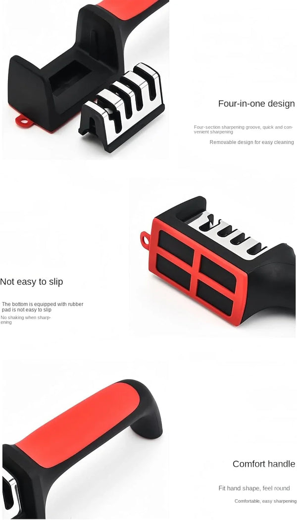 4-Stage Knife Sharpener, Kitchen Tool for Knives & Scissors | Works for Steel & Ceramic Blades, Supports Blade Repair, Restoration and Polishing6