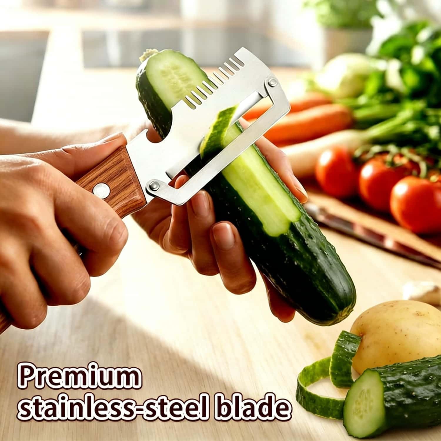 premium-vegetable-peeler-with-wooden-handle-and-bottle-opener-multi-functional-vegetable-peeler-for-fruit-pumpkin-peeling-potato-and-other-vegetables-or-fruits-5pcs