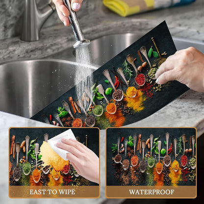 Cooking Herbs Spices Placemats Set of 6 Place Mats for Kitchen Table Washable Farmhouse Linen Table Mats Dining Decoration 12X18 Inch3