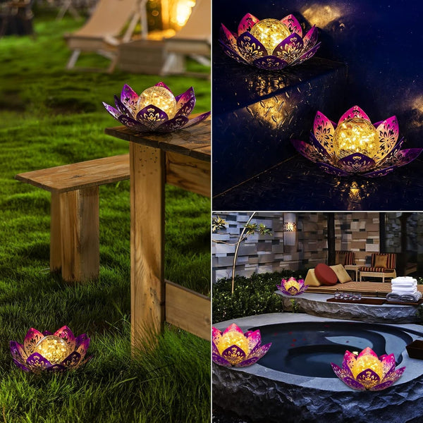 Solar Garden Lights Outdoor Decorative - Bright Lotus Flower Table Lamp, Waterproof Solar Lights for Patio Pathway Yard Balcony outside Decor4