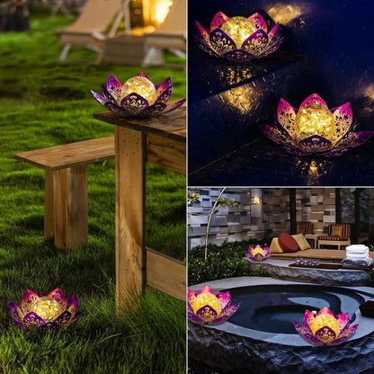Solar Garden Lights Outdoor Decorative - Bright Lotus Flower Table Lamp, Waterproof Solar Lights for Patio Pathway Yard Balcony outside Decor4