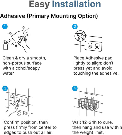 Adhesive Shower Caddy, Shower Shelf Organizer, SUS304, 2 Pack, Silver5