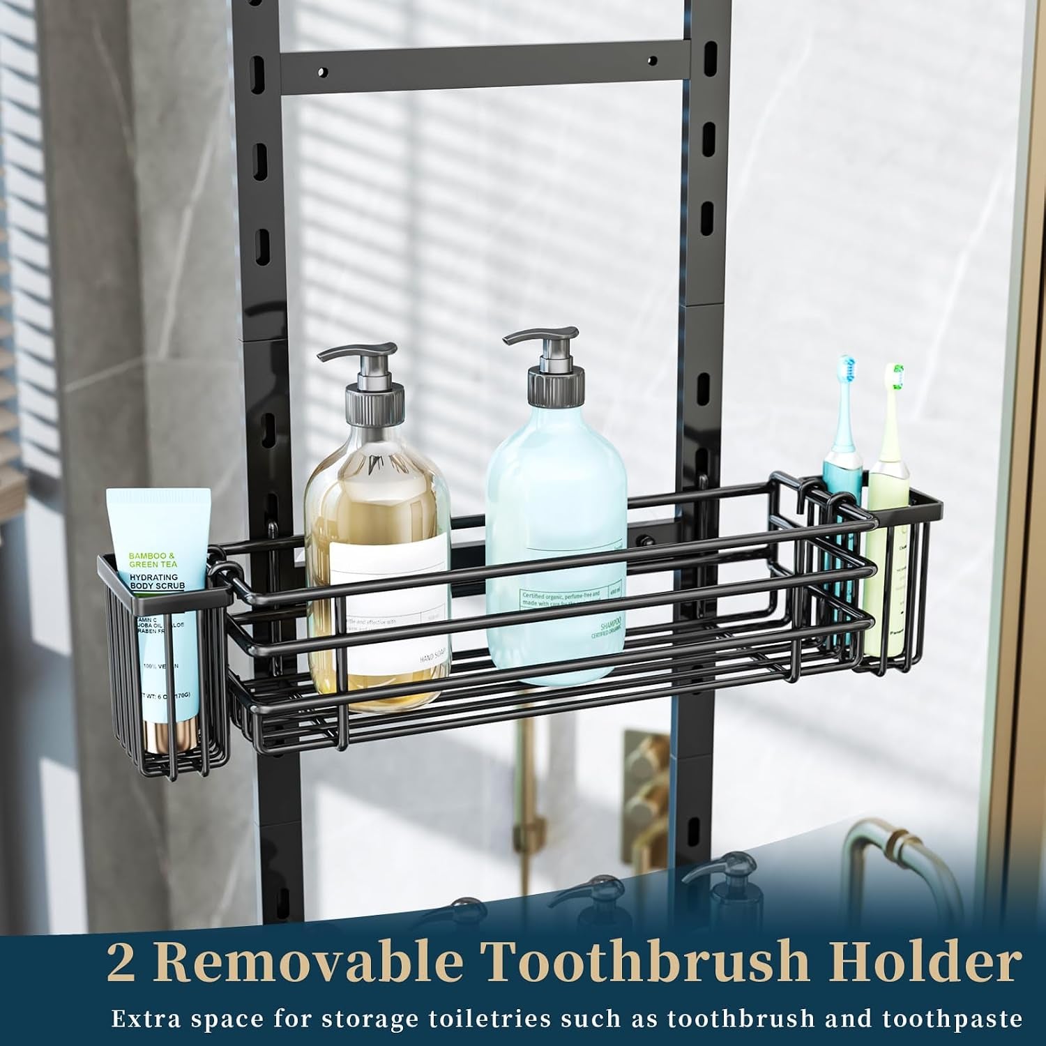 over-the-door-shower-caddy-5-tier-adjustable-shower-organizer-hanging-with-2-toothbrush-holders-4-hooks-rustproof-organizer-shelf-storage-rack-for-bathroom-black