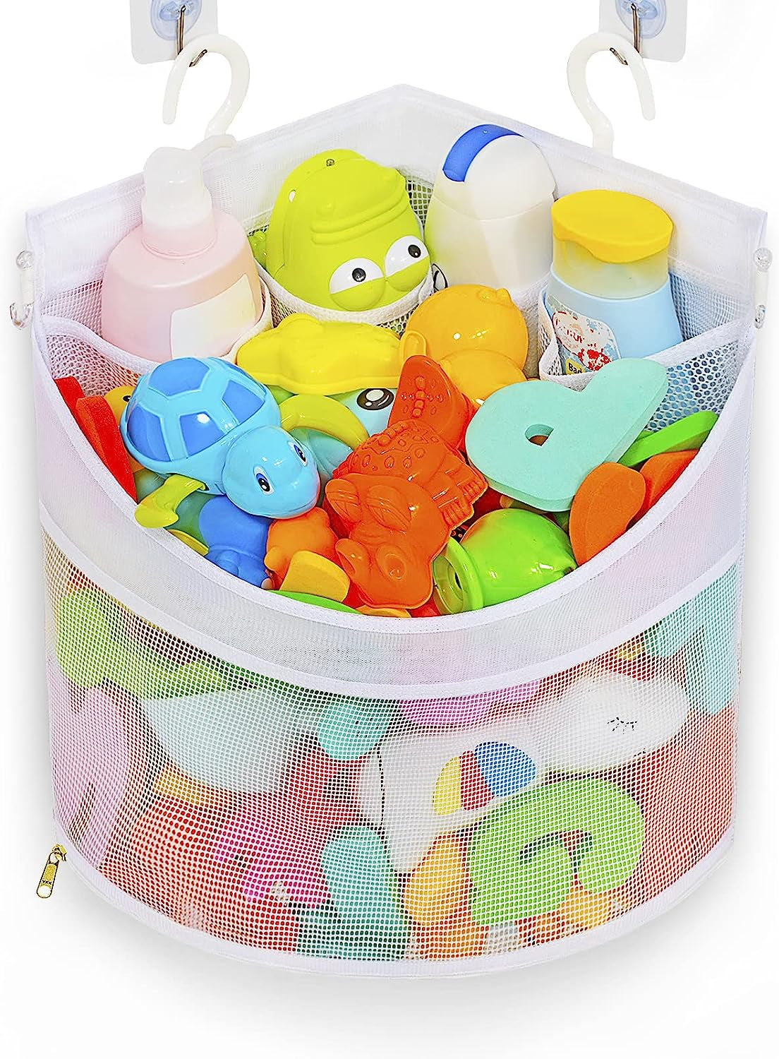 baby-bath-toy-organizer-quick-drying-bath-toy-holder-large-capacity-multi-use-shower-caddy-white