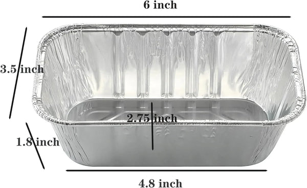 (50 Pack) 1Lb Mini Loaf Pans Heavy Duty Disposable Aluminum Foil Bread Tins Standard Size 6" X 3.5" X 2.5" Oven Safe Sturdy Small Bread Tin Pans 1 Pound Loaf Pans2