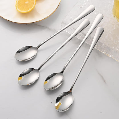 7.5 Inches Stainless Steel Iced Tea Spoons,Set of 8 Long Stirring Spoons for Coffee,Cocktail,Ice Cream,Long Handle Iced Teaspoons,Latte Spoons for Mixing7