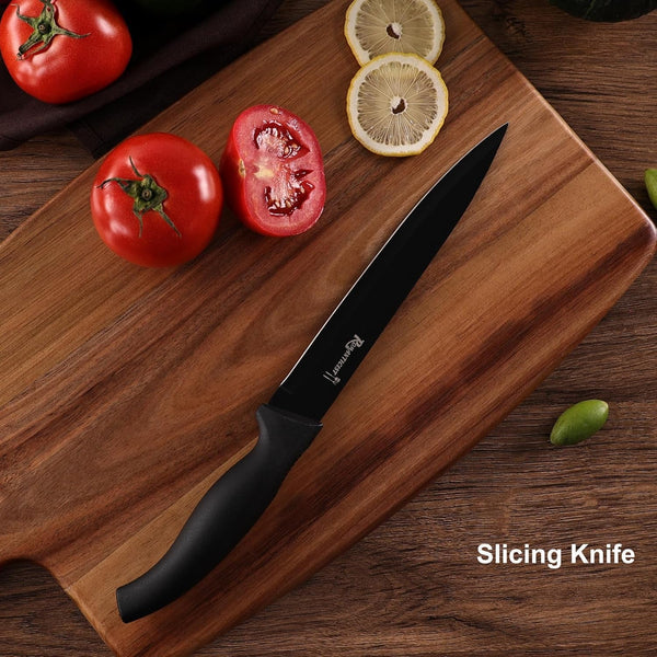 Kitchen Knife Sets, 10PCS High Carbon Stainless Steel Knife Sets with Block, Black Knife Block Set, Knives Set for Kitchen with Anti-Slip Handle, Exquisite Knives Set New Home Essentials4