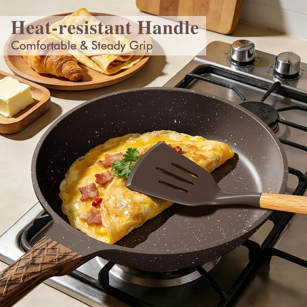 26PCS Pots and Pans Set Non Stick, Nonstick Cookware Sets, Induction Cook Ware, Includes Steamer & Silicone Utensils, Housewarming Gift, Kitchen Cooking Sets W/Frying Pan (PFOS, PFOA Free)4