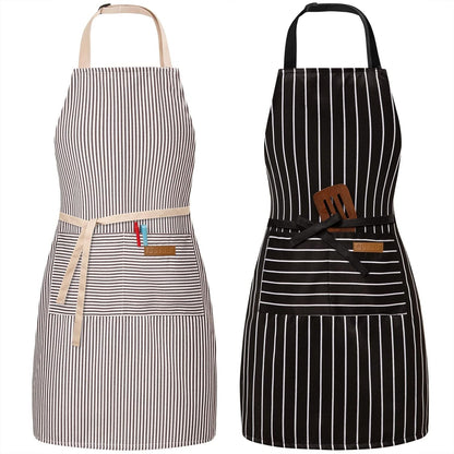 2 Pack Adjustable Bib Apron with 2 Pockets Chef Cooking Kitchen Restaurant Aprons for Women Men1