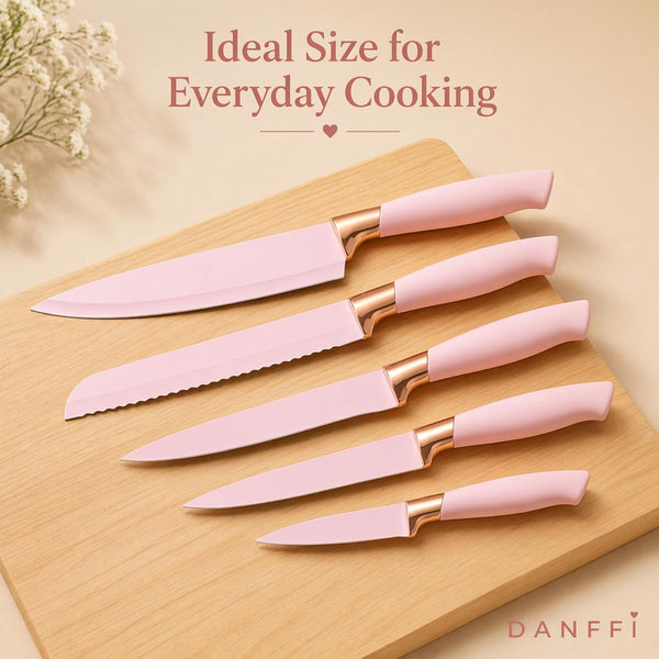 19-Piece Pink Kitchen Utensils Set with Knife Set & Cutting Board - Silicone Cooking Utensils with Wooden Handles, Rose Gold Accents, Scissors, Whisk & Tongs - Bpa-Free Pink Kitchen Gift Set5