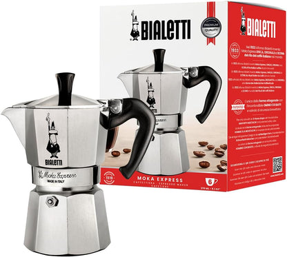 Moka Express Iconic Italian Stovetop Espresso Maker (Natural Silver, 6 Cups)1