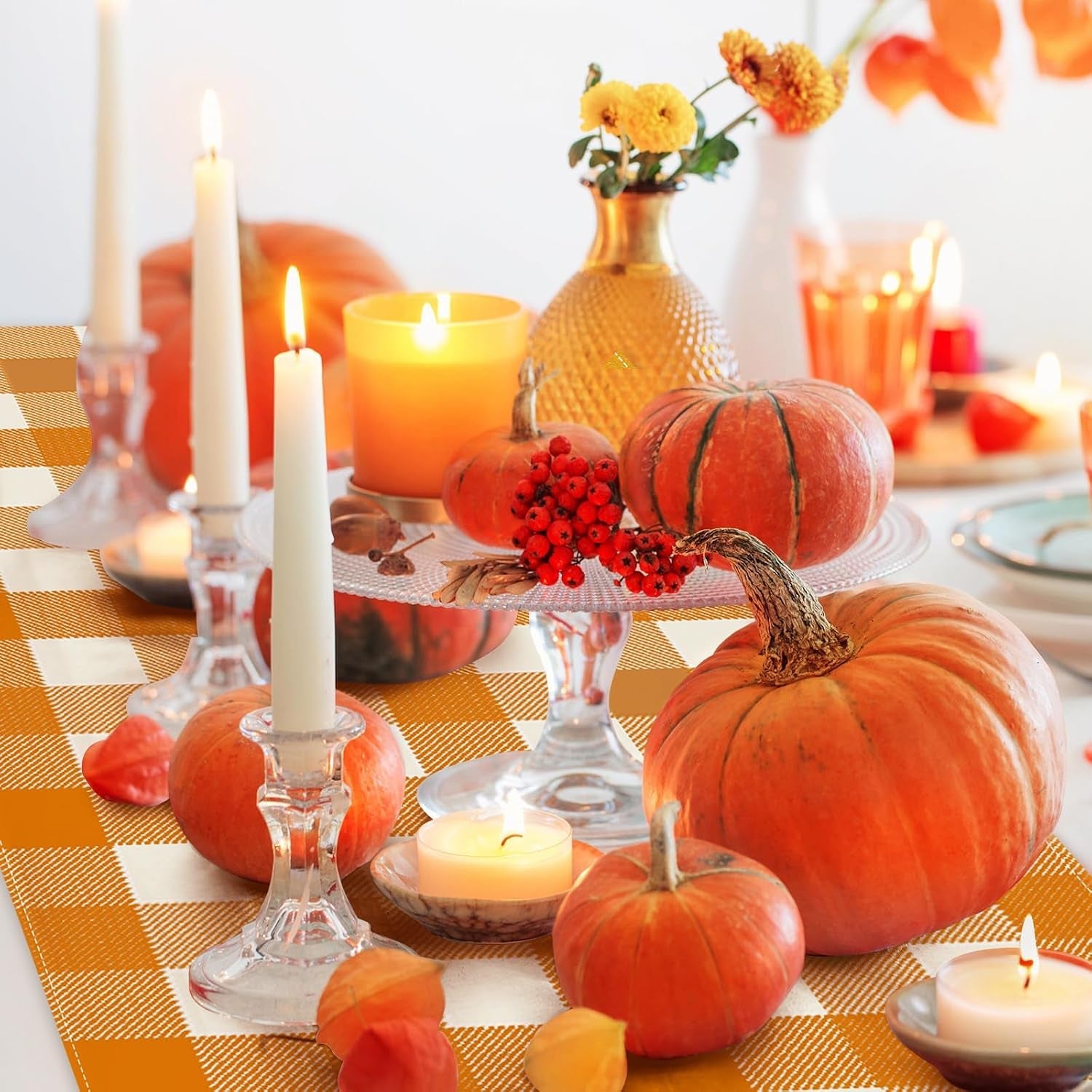 fall-table-runner-72-x-13-inch-thanksgiving-decorations-linen-burlap-orange-buffalo-check-plaid-table-cover-for-autumn-thanksgiving-day-seasonal-farmhouse-table-decor-for-kitchen-dining-fireplace