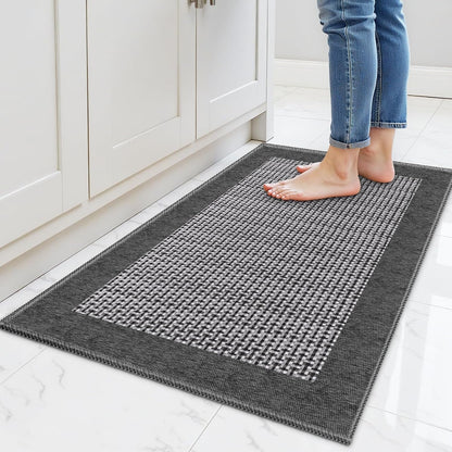 Chenille Kitchen Rug, Kitchen Mat for Floor, 32'' X 20'', Grey | Absorbent Chenille, Non-Slip Backing, Machine Washable, Ideal for Kitchen Sink, Entryway, Laundry Room & Office1