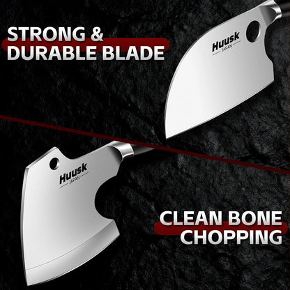 Cleaver Knife Set 2PCS - Bone Cleaver Heavy Duty & Serbian Knife Set5