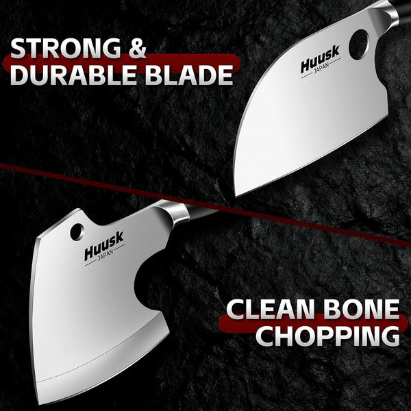 Cleaver Knife Set 2PCS - Bone Cleaver Heavy Duty & Serbian Knife Set5