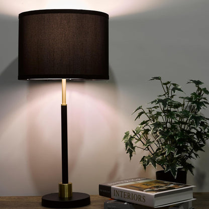 Table and Floor Lamp Set of 3 Pack Lamp Set with Black Linen Lampshade, Farmhouse Light Sets, Modern Table Lamps and Floor Lamp for Living Room, Bedroom, Nightstands, Black and Gold Splicing Finish8