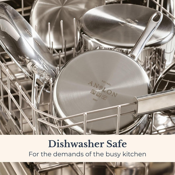 Everlast Clad Stainless Steel Pots and Pans Set, 11-Piece | Oven Safe to 500°F, Dishwasher Safe, Induction-Ready, Stainless Steel Cookware Set, Tri-Ply Clad for Even Heating3
