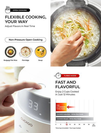 CUCKOO Twin Pressure Induction Rice Cooker, 12-Cup Cooked, CRP-LHTAR0609FW | 6-Cup Uncooked Capacity, Full Stainless Steel Inner Pot, 21 Menus, 12-19 Minute Turbo White Rice, Auto Clean, Made in Korea9