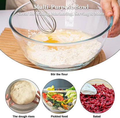 Large Glass 4.7Qt Glass Mixing Bowl for Sourdough Bread Making with Lid, Clear Glass Proofing Bowl, Large Bread Dough Bowl for Kitchen & Storage7