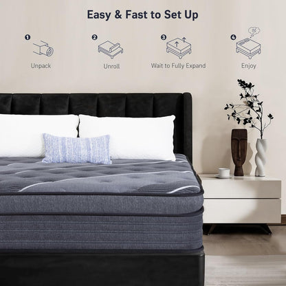 Full Mattress 12 Inch, Luxury Hotel-Level Cooling Hybrid Mattress in a Box | Upgraded Cooling Gel Memory Foam & Pocket Springs, Relieve Back & Waist Pain, Extra Back Support, Medium Firm,365-Night Trial8