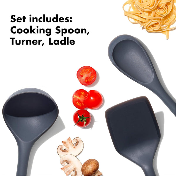 OXO Good Grips 3-Piece Silicone Utensil Set, Gray, One Size3