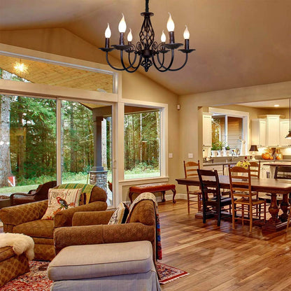 Black Chandelier, 6-Light Farmhouse Candle Light for Dining Room9
