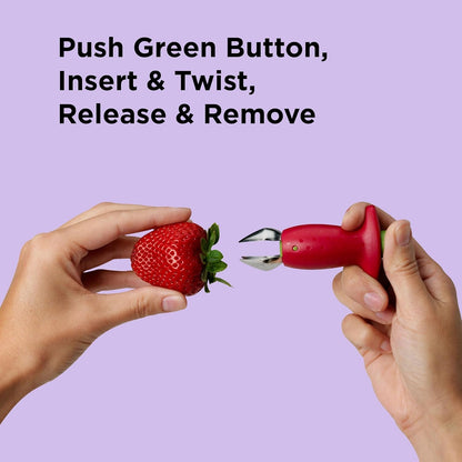 Original Stem Gem Strawberry Huller, Red/Green - 102-138-0052